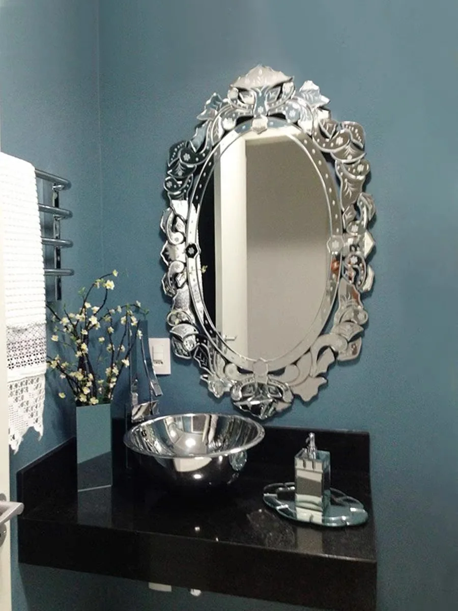 European Style Hand-carved Venetian Mirror Wall Porch Fireplace Home Decoration Mirror