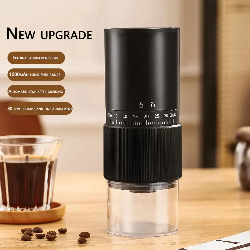 New Portable Electric Coffee Bean Grinder 1000mAh 30 Speed External Adjustable Coffee Machine Rechargeable Grinder For Home Use