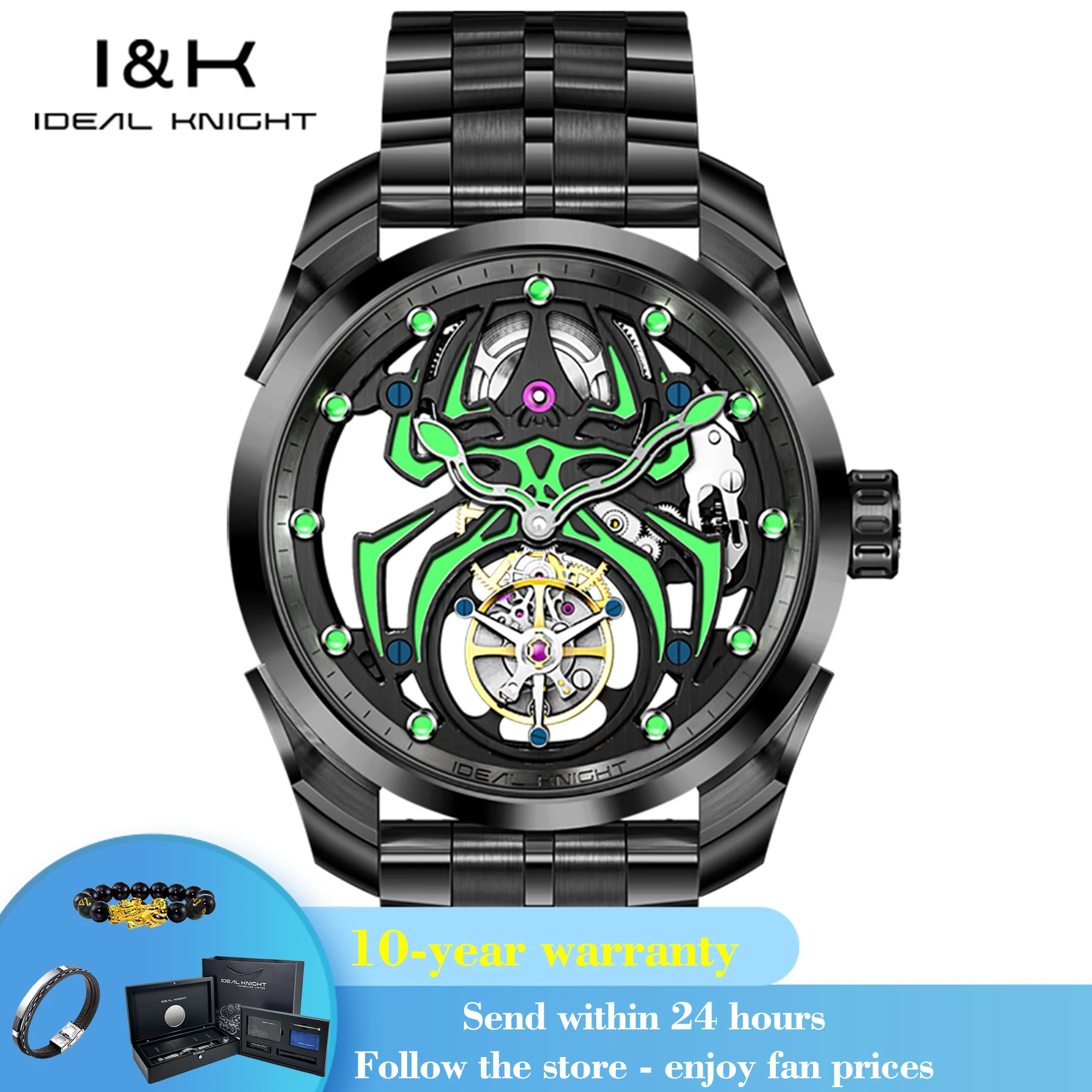 IDEAL KNIGHT 6802 Top Brand Mechanical Watch For Men Sapphire Mirror Tourbillon Wristwatch Deep Waterproof Original Man Watches