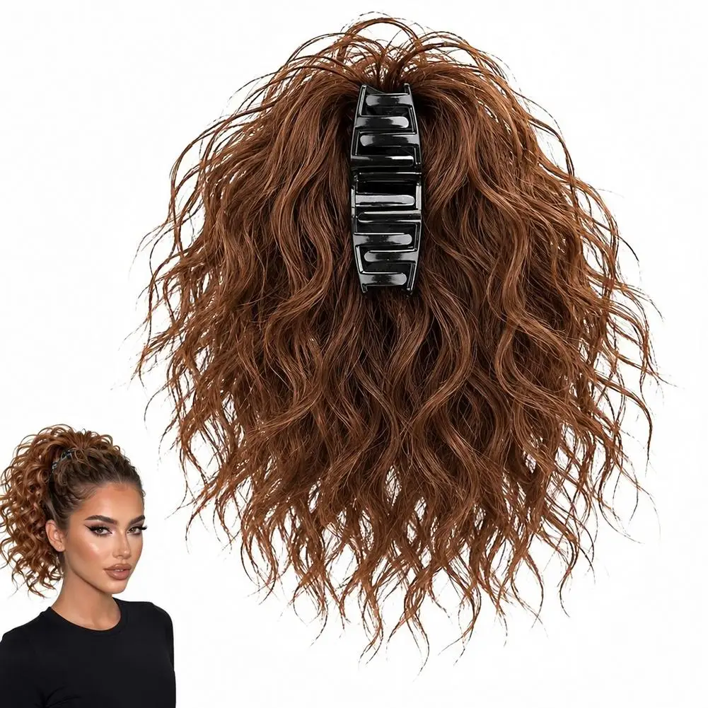Claw Clip Short Ponytail Messy Bun Hair Piece Synthetic Hair Extension Fluffy Wavy Curly Updo Hairpiece Bun Women Daily Party