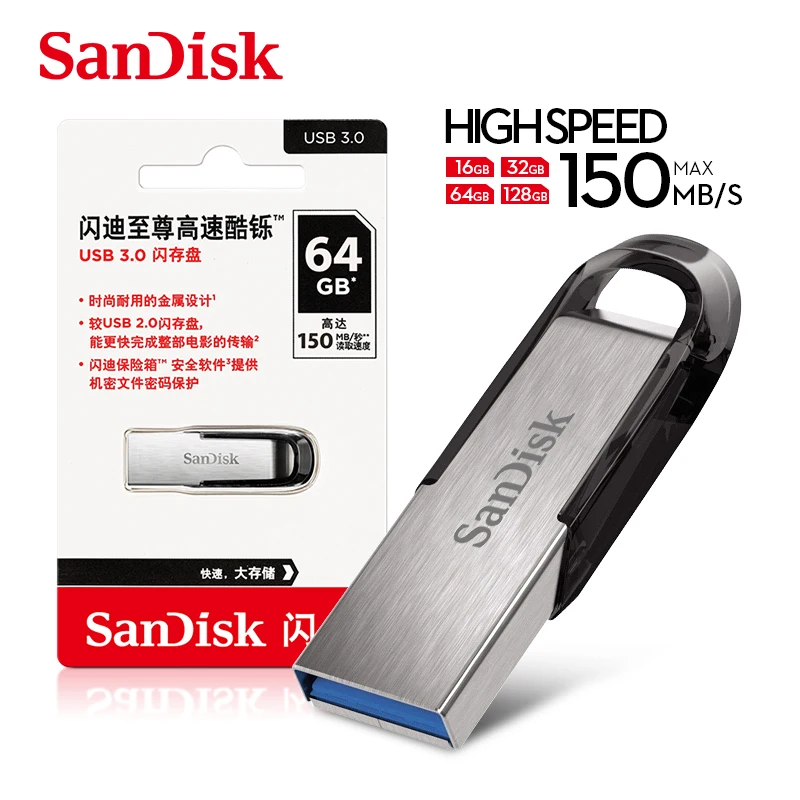 Genuine Sandisk Ultra Flair USB 3.0 Flash Drive 64GB Flash Stick 128GB Pen Drive 256GB High Speed 32GB Memoria Metal U Disk