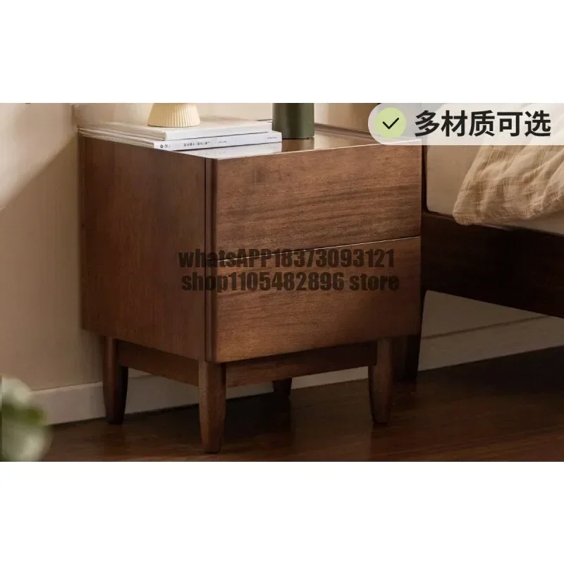 Solid wood bedside modern simple walnut locker bedroom household bedside two pumping storage cabinets