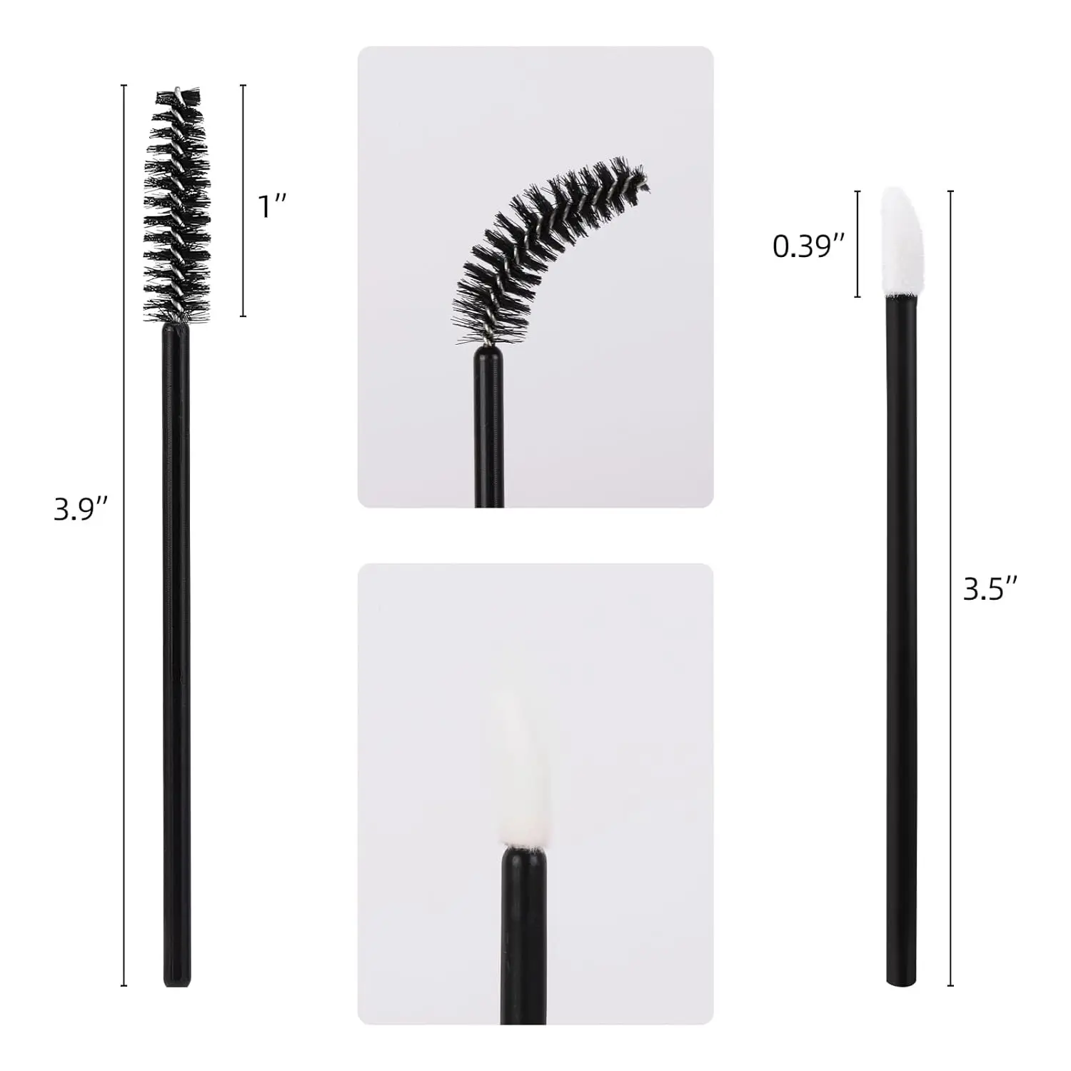 100 Pcs Spoolies Mascara Wands and Lip Brushes Wands, Disposable Eyelash Brushes Lipstick Tester Makeup Applicator Tool(Black)
