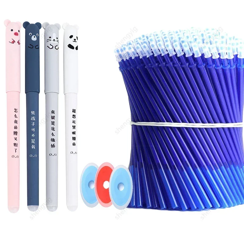 85Pcs/Set Erasable Pen Gel Pens  Blue/Black ink Refills Rod Washable Handle School Writing Office Kawaii Stationery Gel Pen