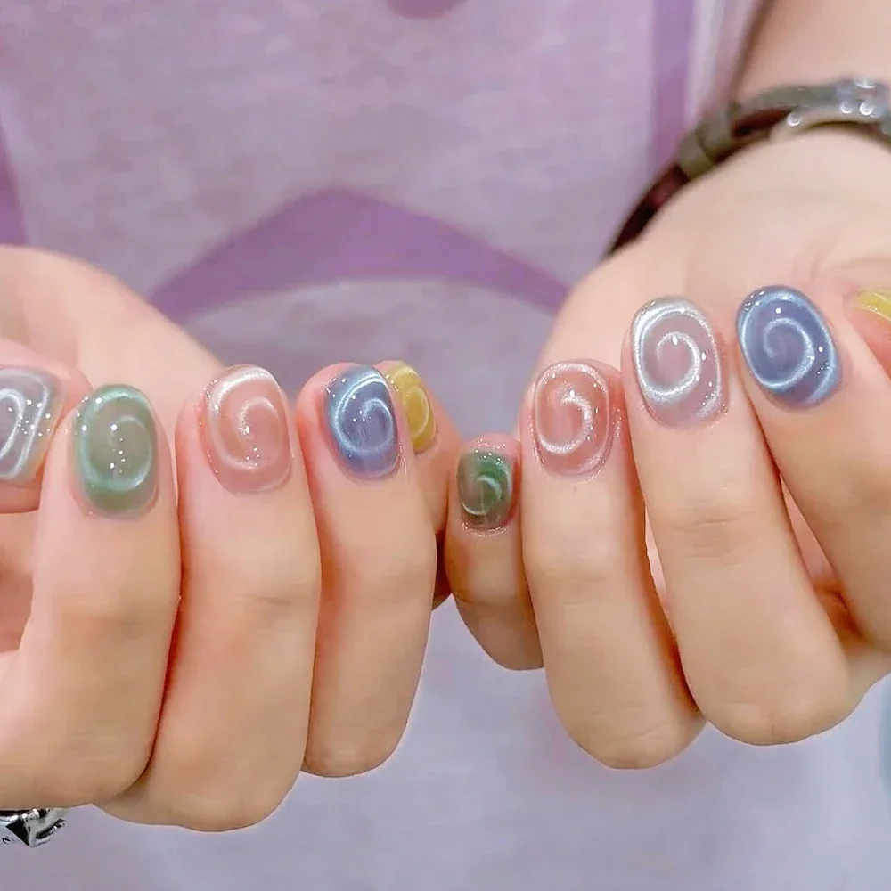 Bolígrafo magnético 3D para uñas, piruleta, vórtice, ojo de gato, chupar arcoíris, Halo, vórtice, arte de uñas, bolígrafo magnético para esmalte de uñas CatEye