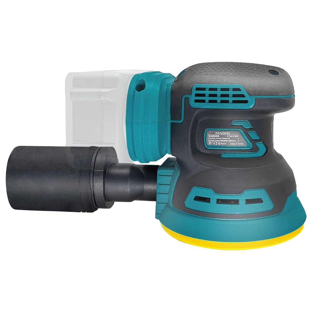 PATUOPRO 125MM Electric Cordless Disc Random Orbital Sander 3-Speed Brushless Grinding Polisher Compatible Makita 18V Battery
