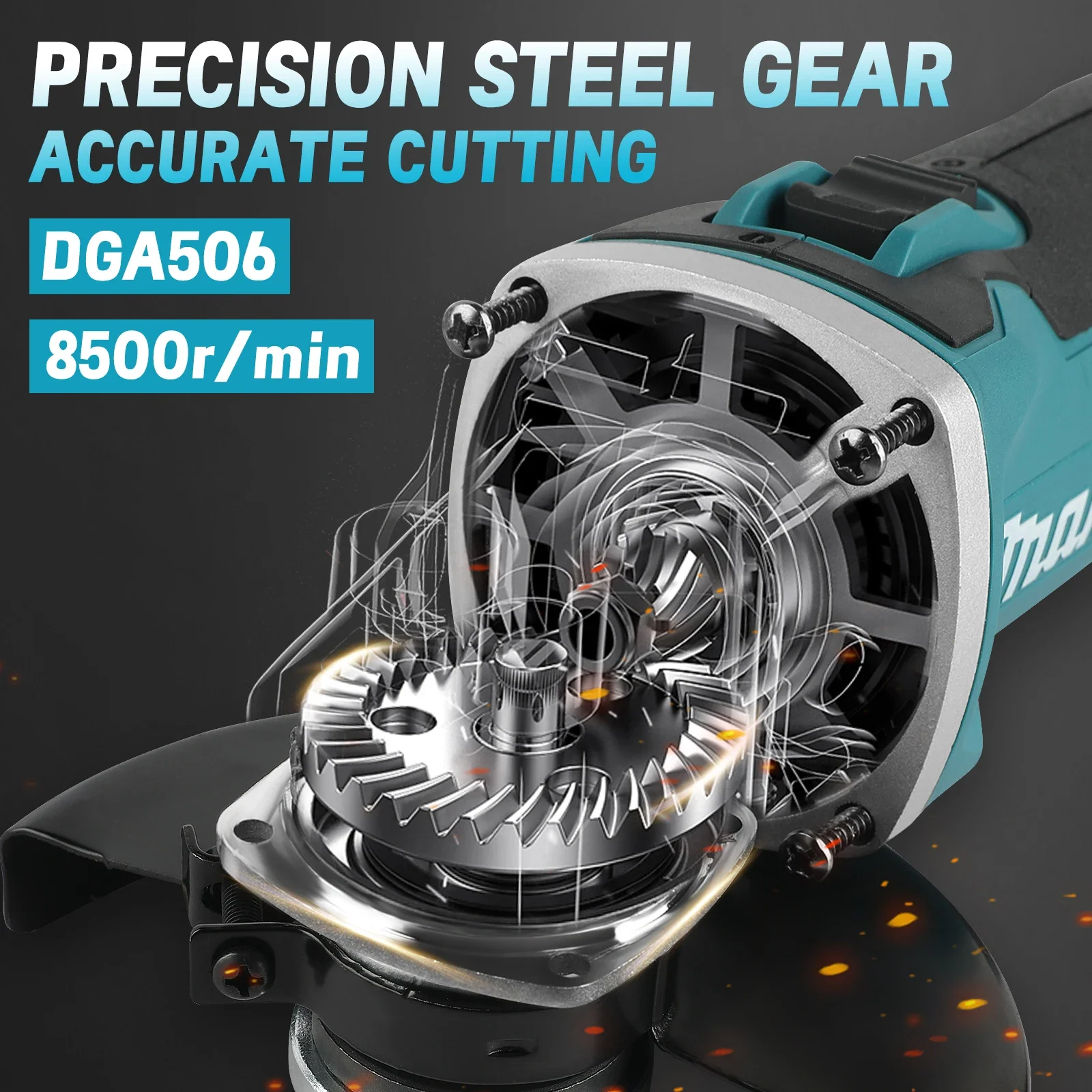 Makita DGA506 18V 125mm Charging Angle Grinder Electric Polishing Machine Brushless Metal Grinding and Cutting Machine
