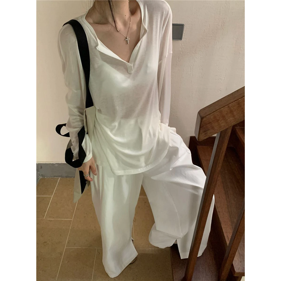 Lightweight Long Sve V-Ne f Open Women's Cover up irt Summer New Lazy Loose Sle Outdoor Travel Princ Sle T-S...