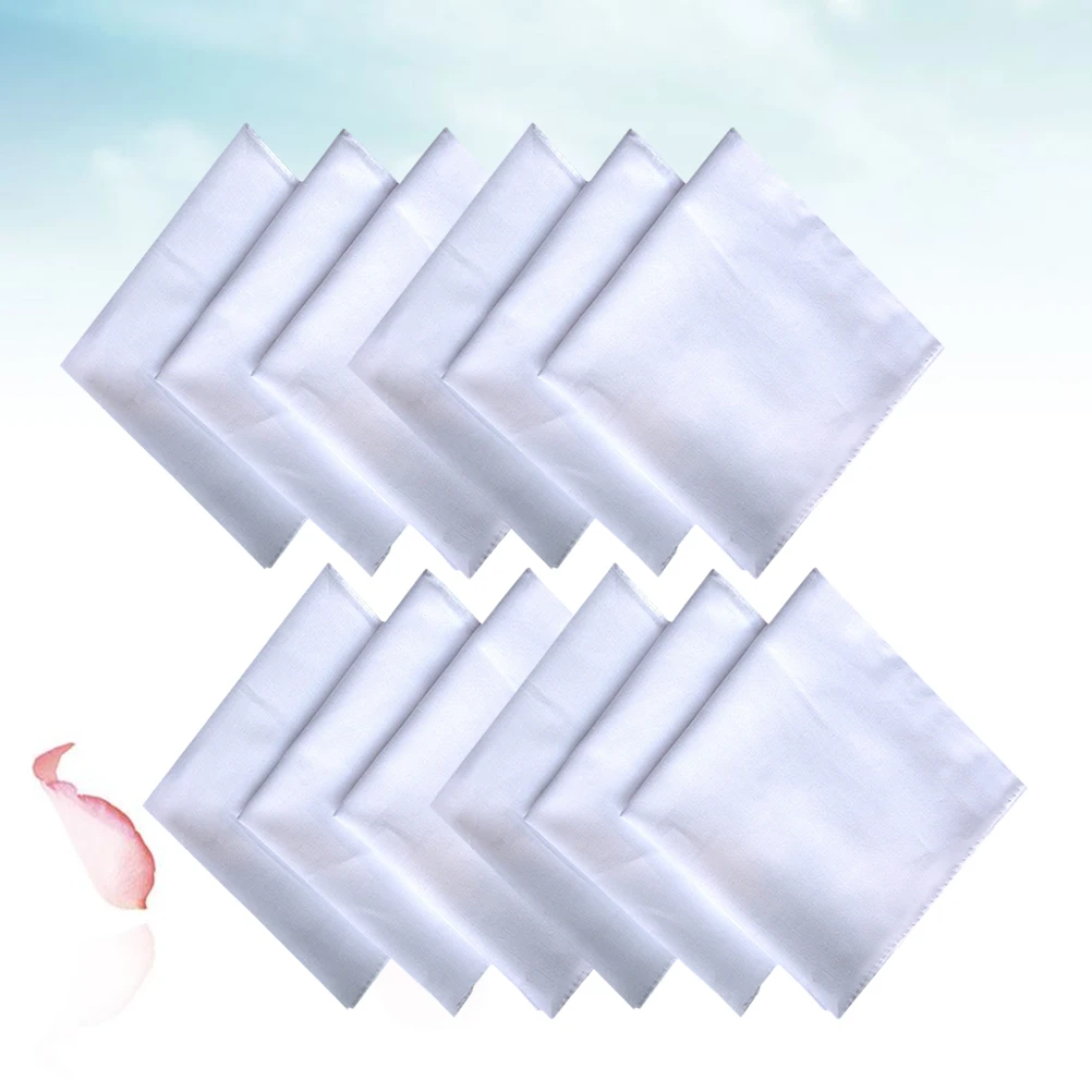 

12pcs Cotton H kerchief Pure White Square Shape for DIY Tie Dye Painting Towel Absorbent Lightweight Gift Idea