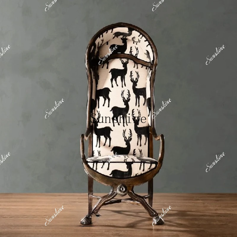 Neoclassical solid wood space chair fashionable modern carved high back image chair FT