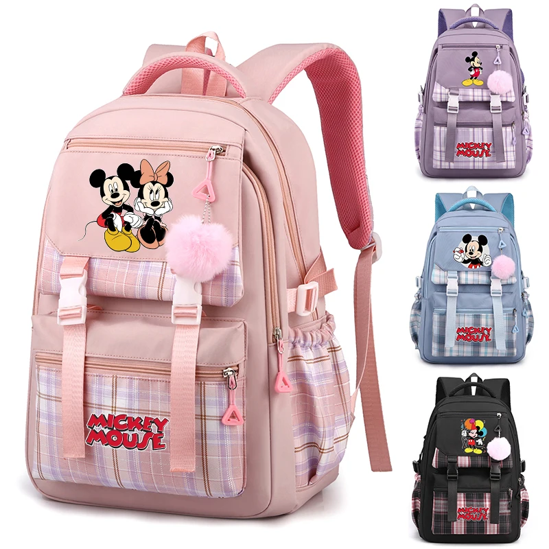 MINISO  New  Mickey Mouse Backpack for Girl Boy Student Teenager  Rucksack Women Cute Casual School Bag Birthday Gift