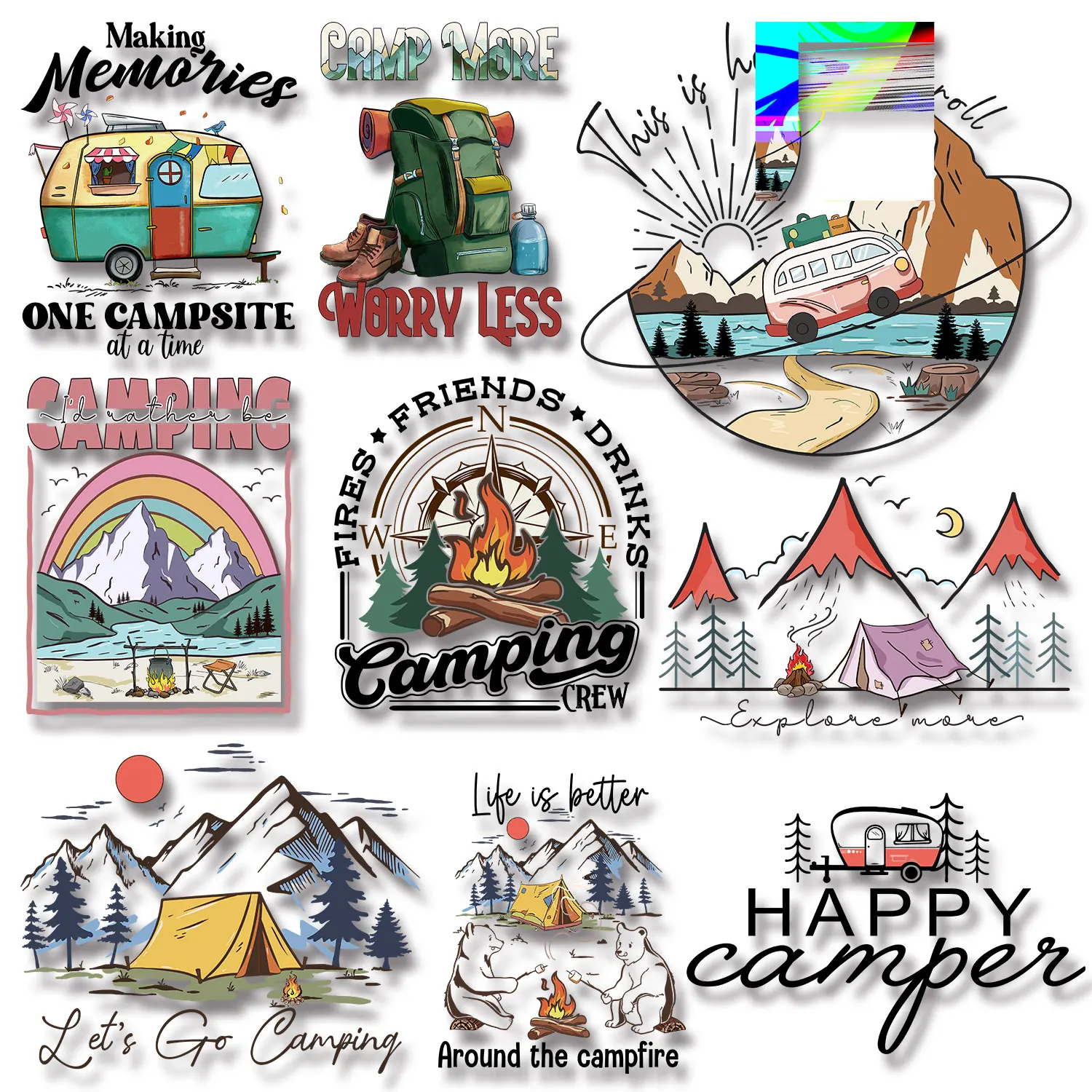 Desert Camper Wild Soul Camp Life Adventure Sport Cool Iron on Decals Patches for Clothes Durable DIY Decoration