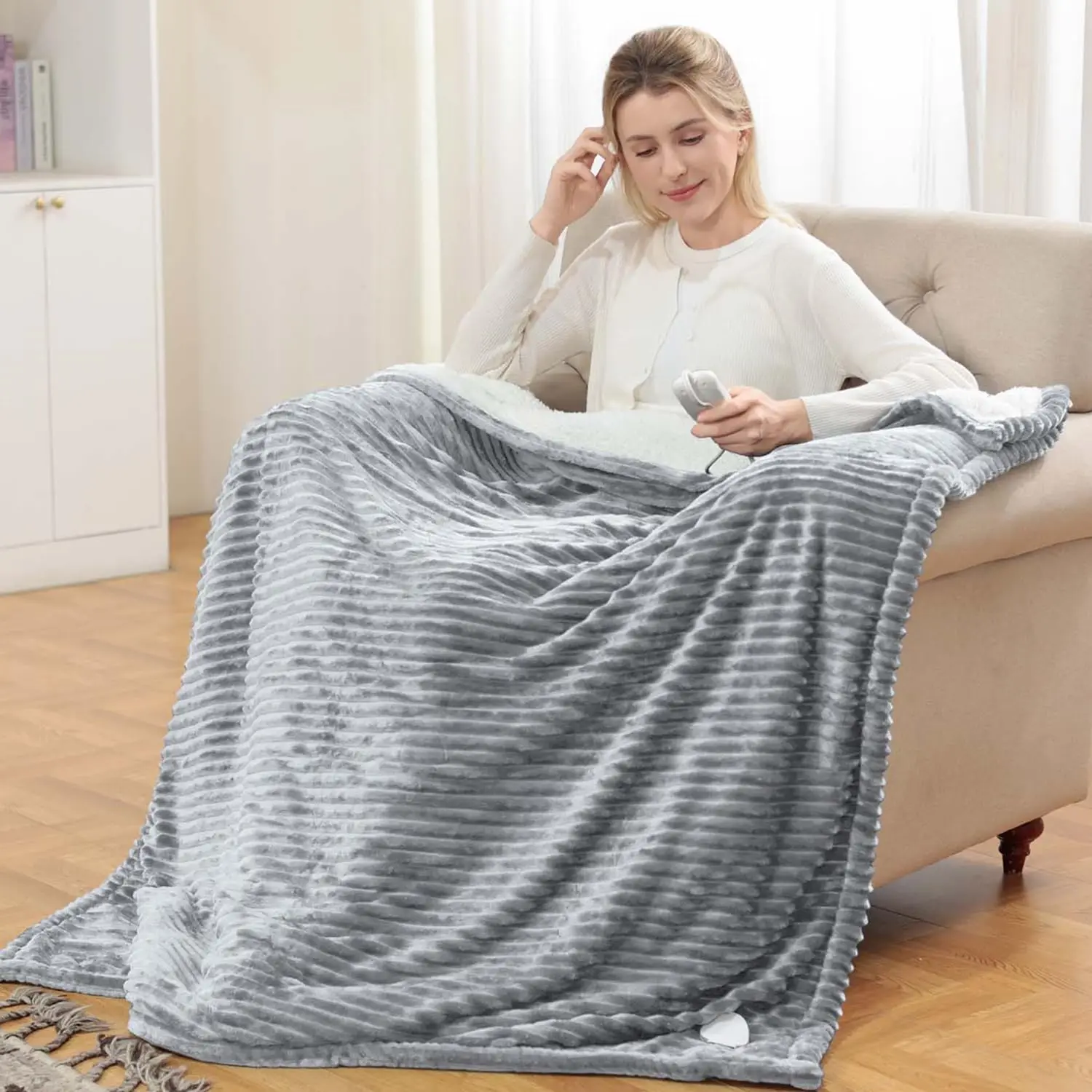 

Soft Flannel Electric Throw Blanket 50x60, 10 Timer & 6 Heat Settings, Machine Washable with Overheat Protection