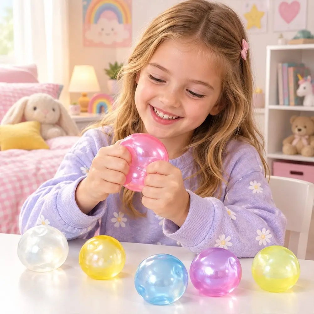 Soft Touch Round Stress Ball Moldable Non-Rebound Coconut Oil Squishy Ball Ball Shape Pearlescent Finish Squeeze Ball