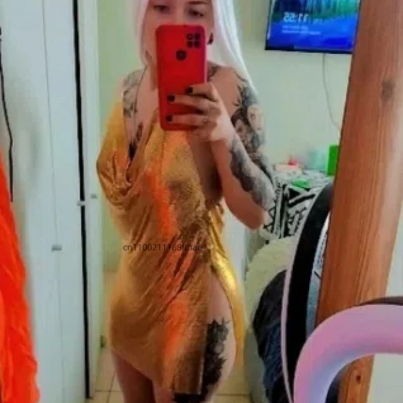 유럽과 미국의 라틴 댄스 드레스, 여성용 스팽글 메탈릭 섹시 슬릿 파티 댄스 공연 서스펜더 드레스