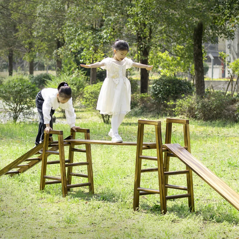 

Kindergarten outdoor carbonized climbing ladder combination Anji game material sensory system balance training