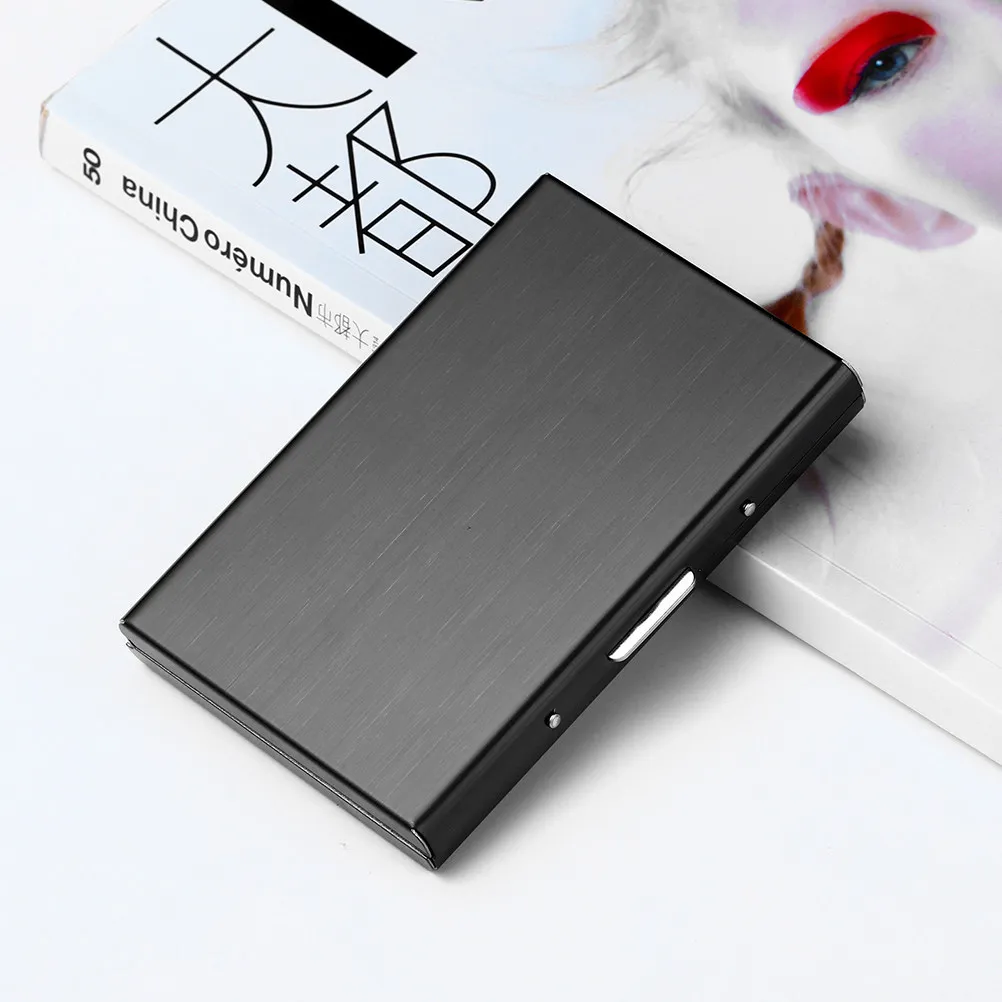Business Holder Black Titanium Stainless Steel Slim Business Card Case for Men Credit Carrier Name Case Credit Carrier Id Card