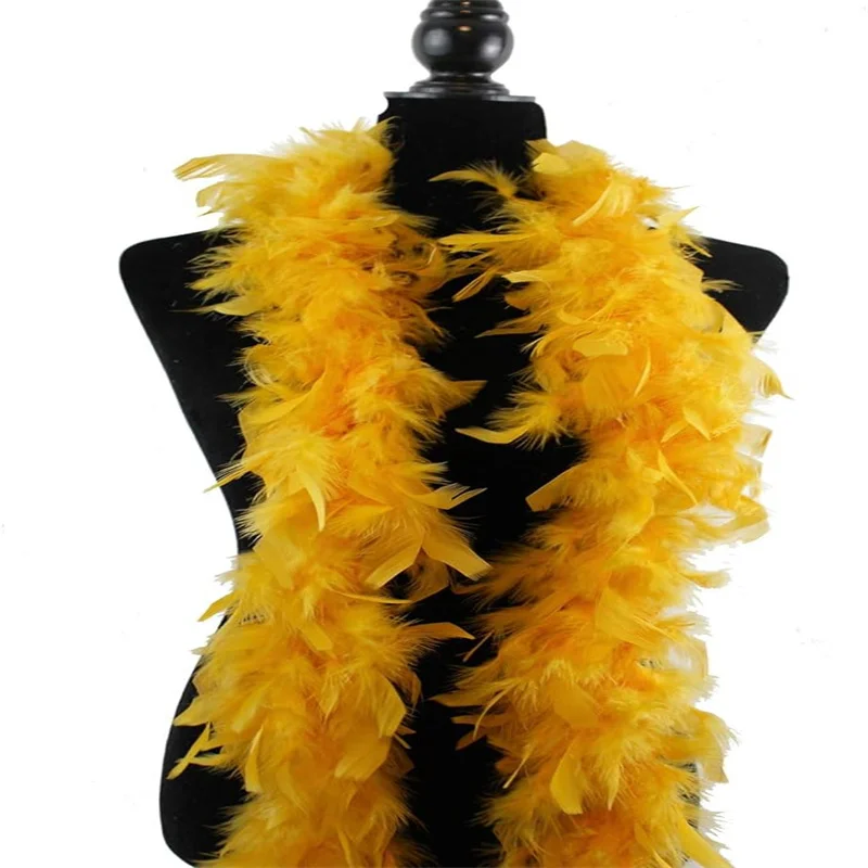 10M 60Gram Gold Yellow Turkey Feather Boas Natural Marabou Feathers Fringes Strips For Carnival Backpieces Dresses Decoration