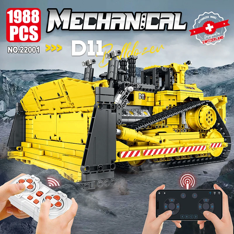 التقنية RC جرافة لودر أطفال بالريموت كنترول اللبنات عدة التحكم عن بعد البناء نموذج سيارة لعبة الطوب للطفل هدية #1