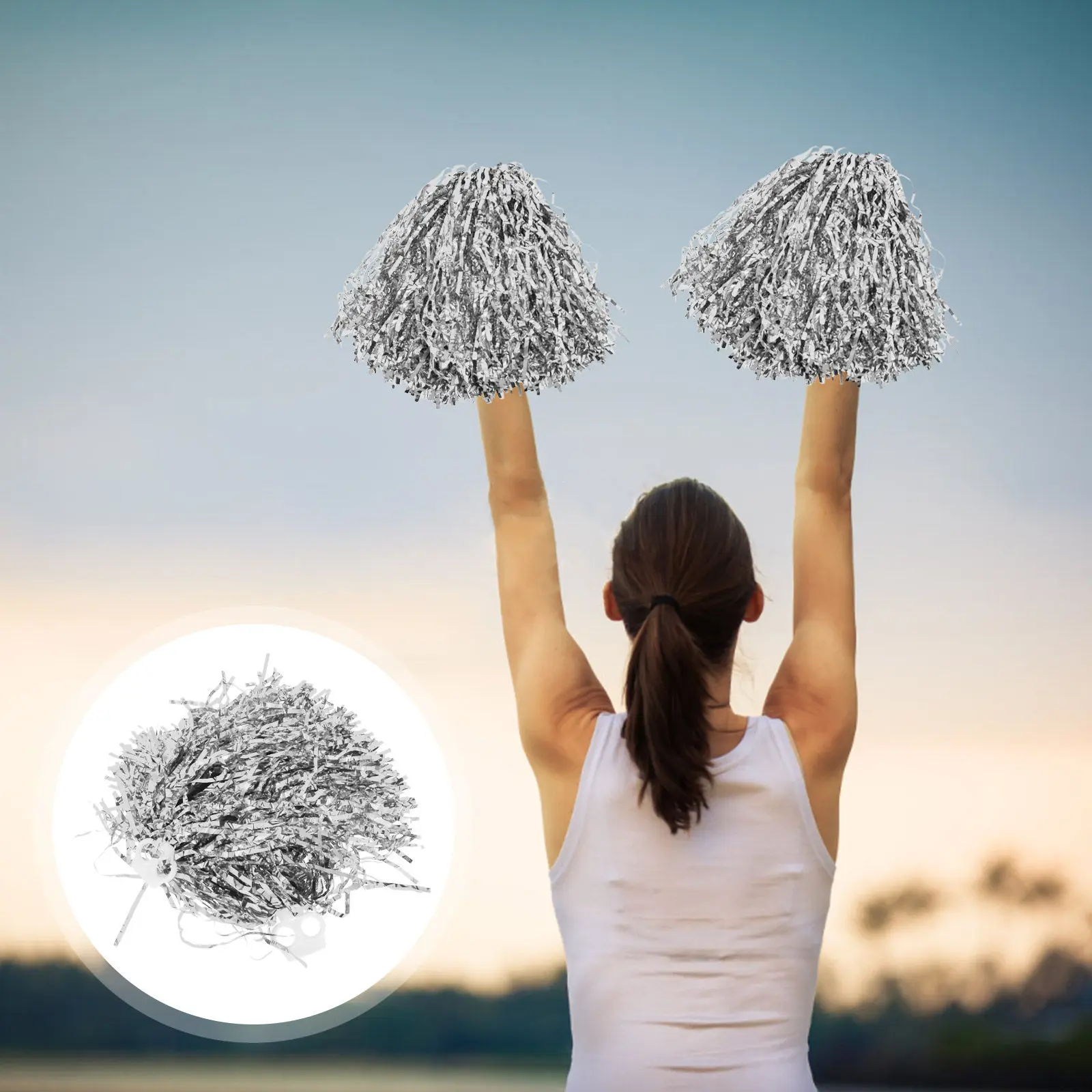 

10 шт. помпонов для чирлидинга из надежных материалов с удобной ручкой для танцевальных выступлений, реквизит для чирлидинга