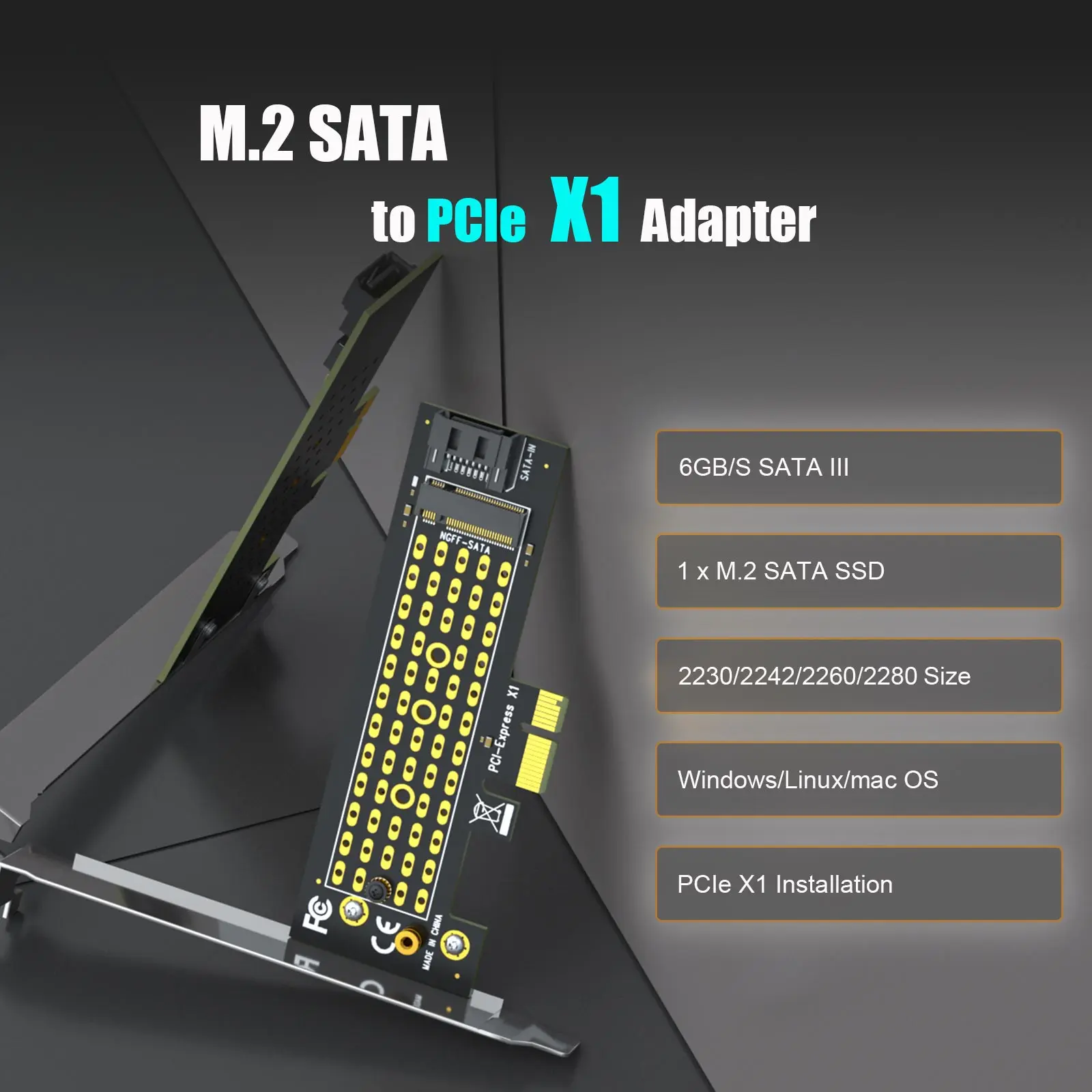 M.2 SATA Adapter for M.2 NGFF SATA SSD