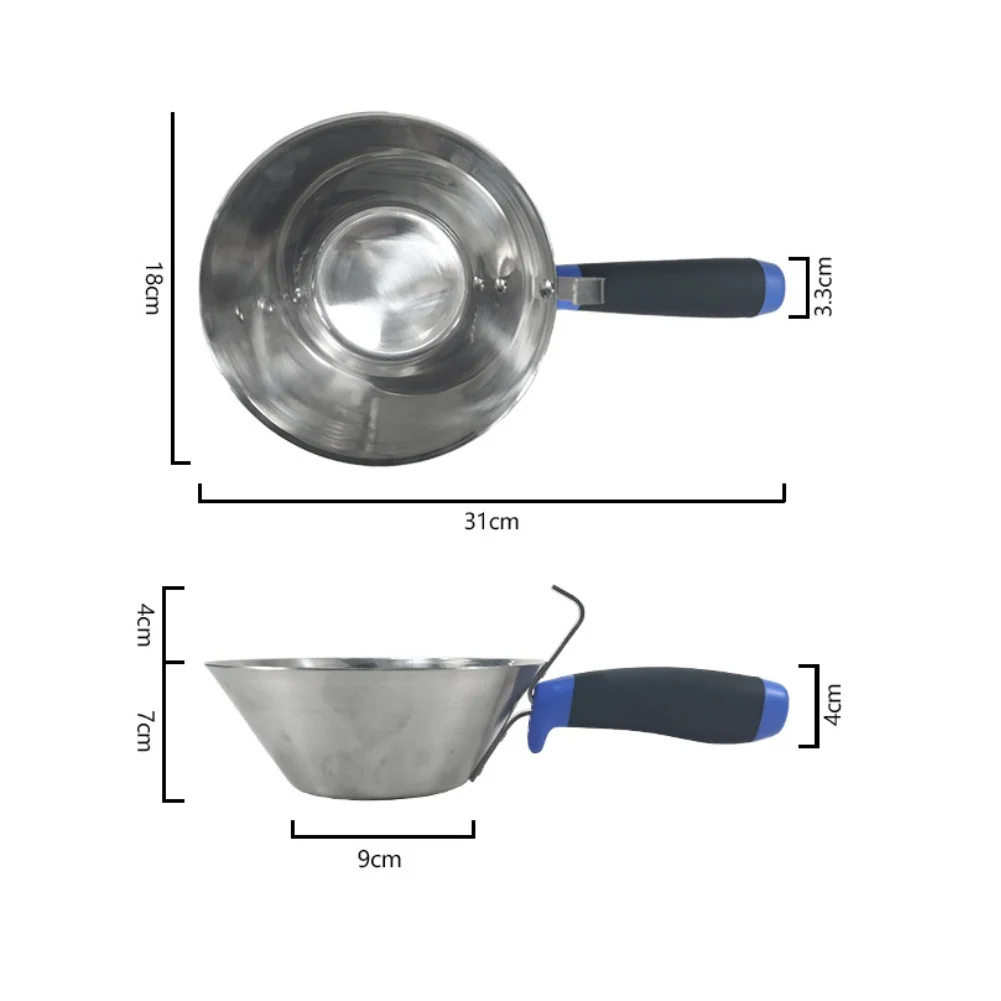 Stainless Steel Ash Scoop for Cement Plaster Coating Mixing with Ergonomic Handle and Wall Mountable Hanging Hook