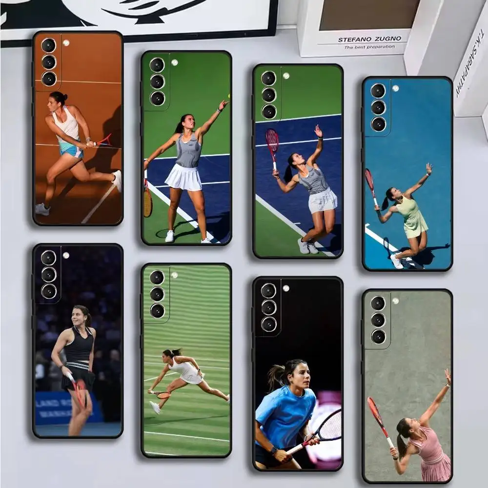 حافظة هاتف تنس إيما نافارو لهاتف سامسونج جالاكسي A13,21s,22,31,32,52,53,71,72,73، غطاء أسود ناعم