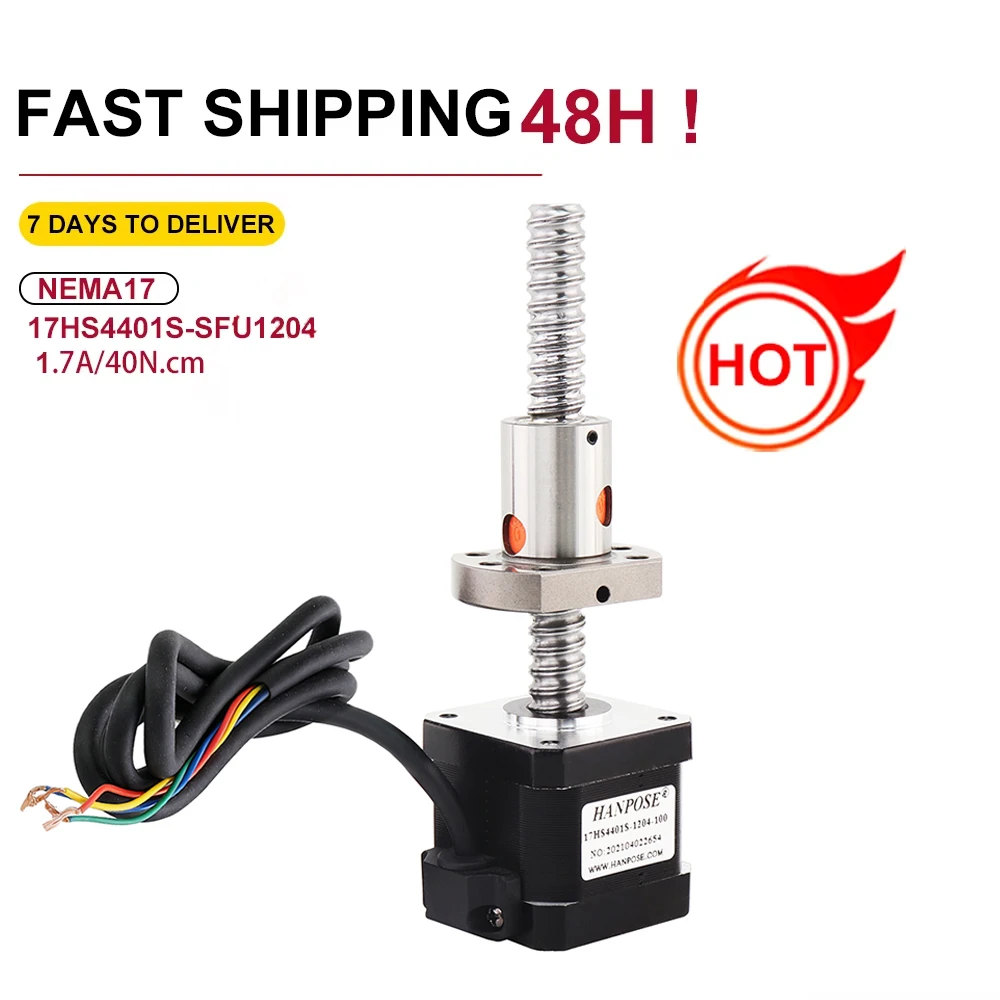 Nema 17 Ball Screw Stepper Motor 1.7A 40N.cm 17HS4401S - SFU1204  Diameter 42BYGH40 CNC Engraving Machine For 3D Printer Motor