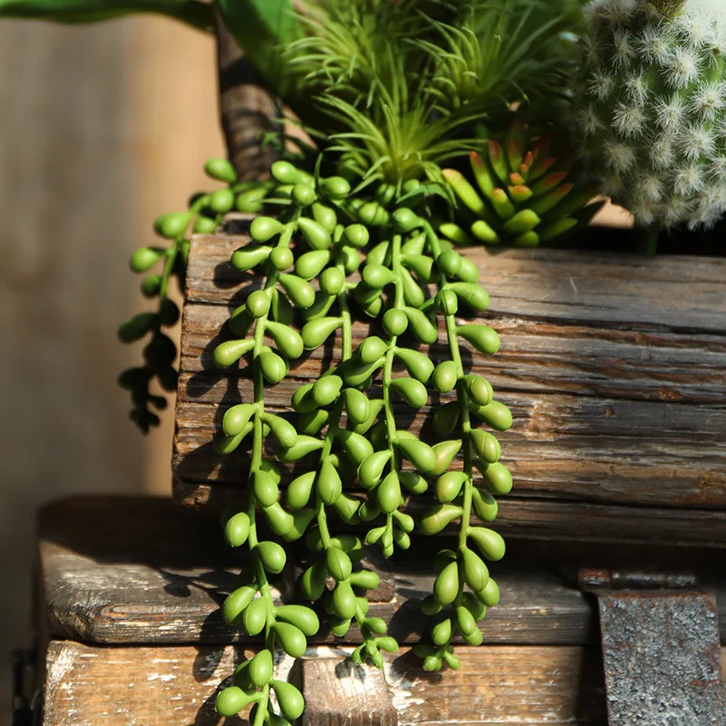 Lebensechte künstliche üppige hängende Sukkulenten, Zuhause, Hochzeit, grüne Pflanze, Wandbehang, Ranke, dekorative Pflanzenwand, Balkon im Freien – Detail 3