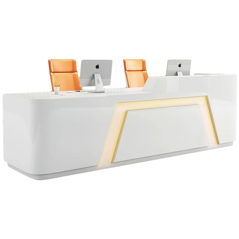 QTZ11 Office shape Baking Paint MDF Wooden Front Office Reception Modern Desk Counter Lobby Reception white salon reception desk