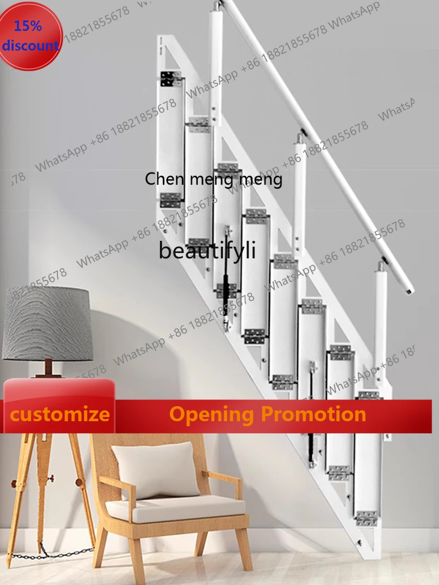 

scn8617 Wall Folding Stairs Home Tread Step Duplex Second Floor Attic Ladder