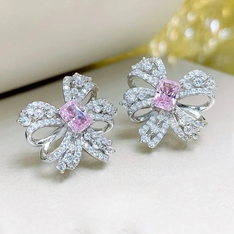 Sweet cherry blossom high carbon diamond ring butterfly light luxury high-end feeling 925 sterling silver ice flower cutting