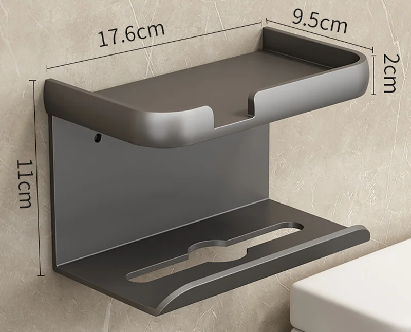 Bathroom Shelves Paper Towel Holder Multifunctional No-Punch Bracket Mobile Phone Tissue Box Toilet Paper Holder Organizer Box