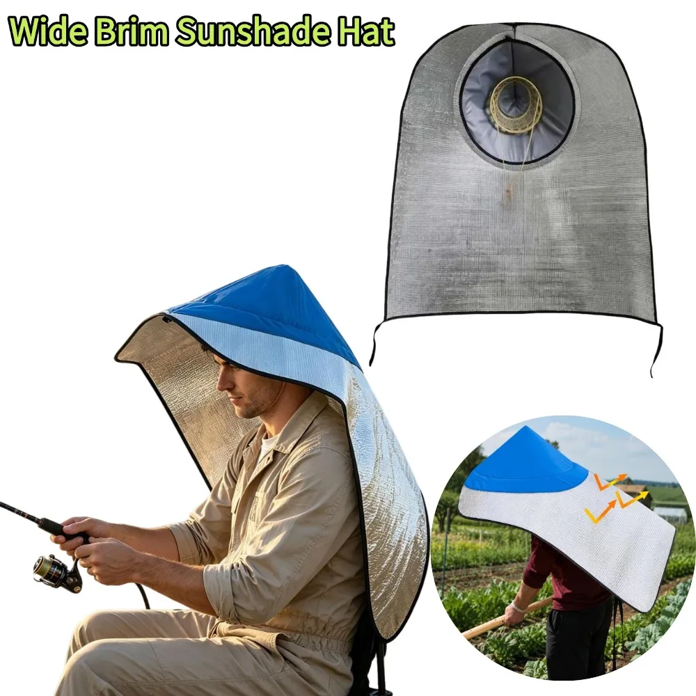 Sunshade Hat For Fishing Wide Brim Sun Protection Umbrella Cap Rainproof Breathable Heat Insulation Sun Visor Hats For Outdoor