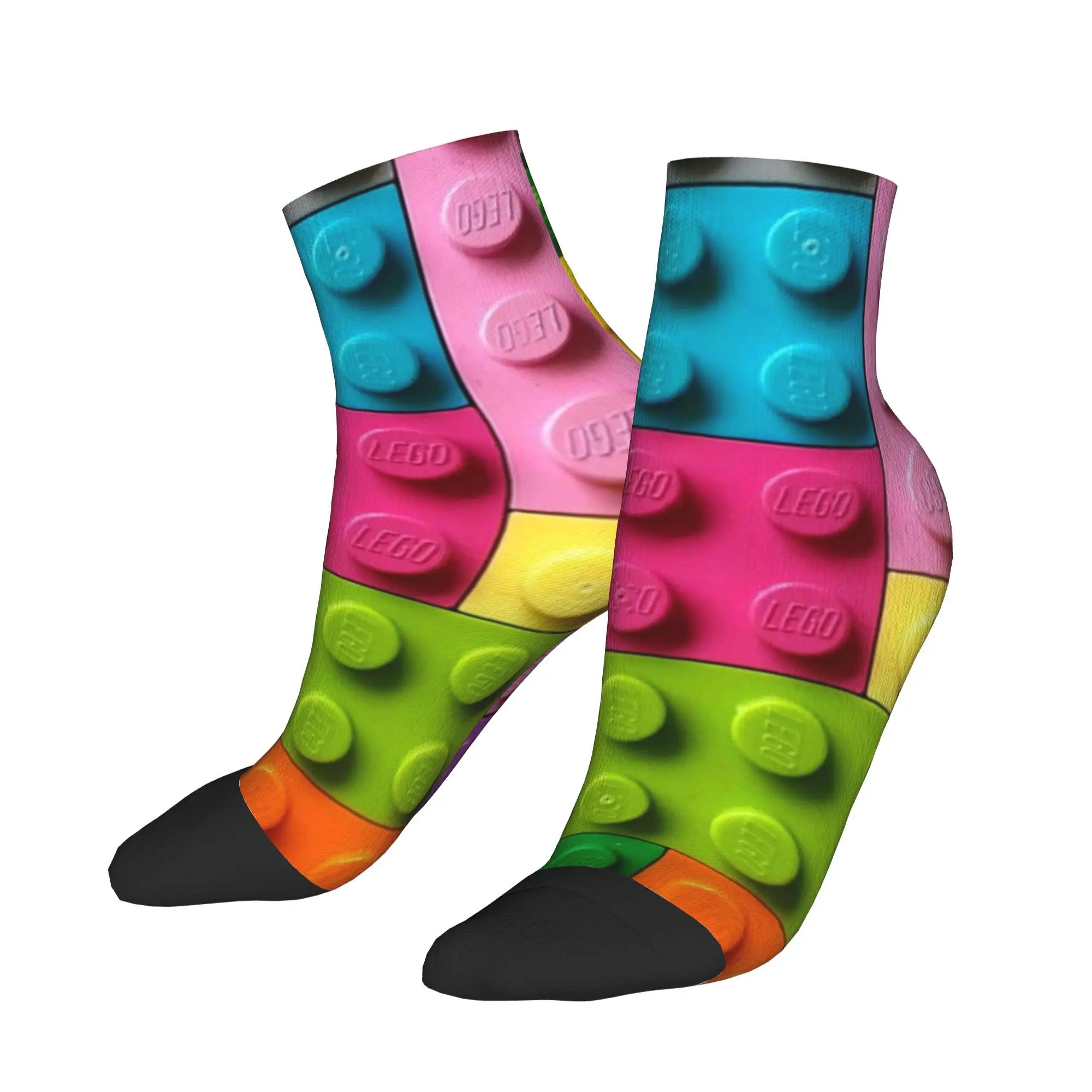 Calcetines tobilleros con diseño de ladrillo de edificio colorido, calcetines informales divertidos con patrón de textura Legos, calcetines suaves antideslizantes de verano para escalar para hombres