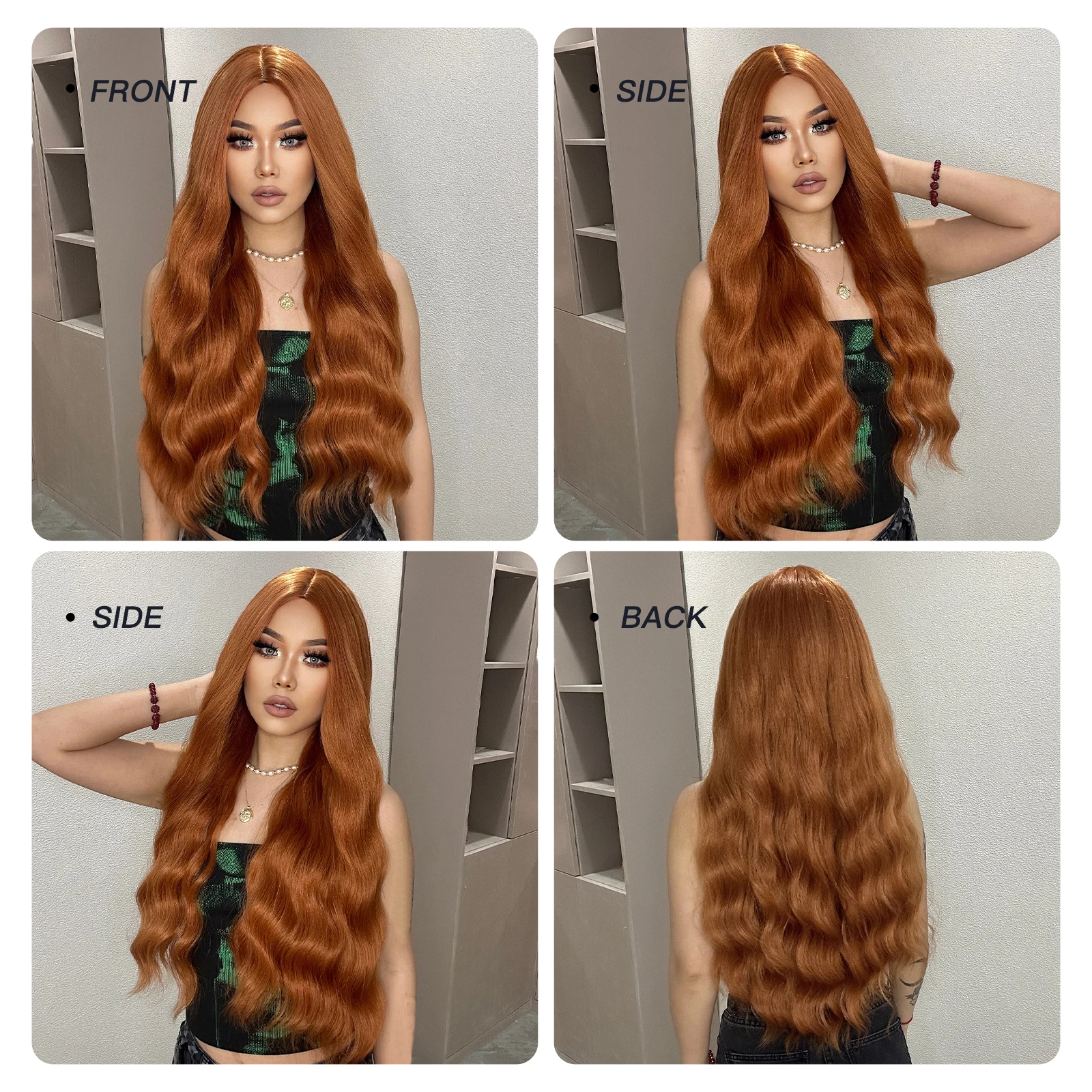 Ginger Synthetic Wig Curly Long Body Wavy Orange Colorful Cosplay Wigs for Women Daliy Party Use Fake hair Heat Resistant