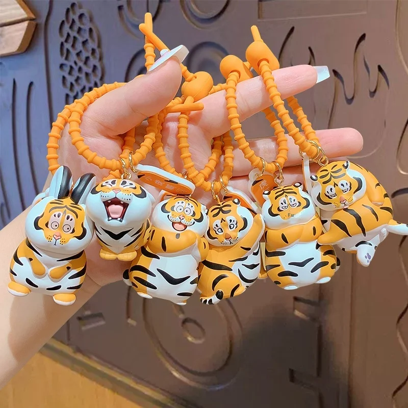 Cartoon I Am Not Fat Tiger Keychain Student Bag Decoration Personalized Fashion Key Pendant   Decorations Front Rabbit Unlimited