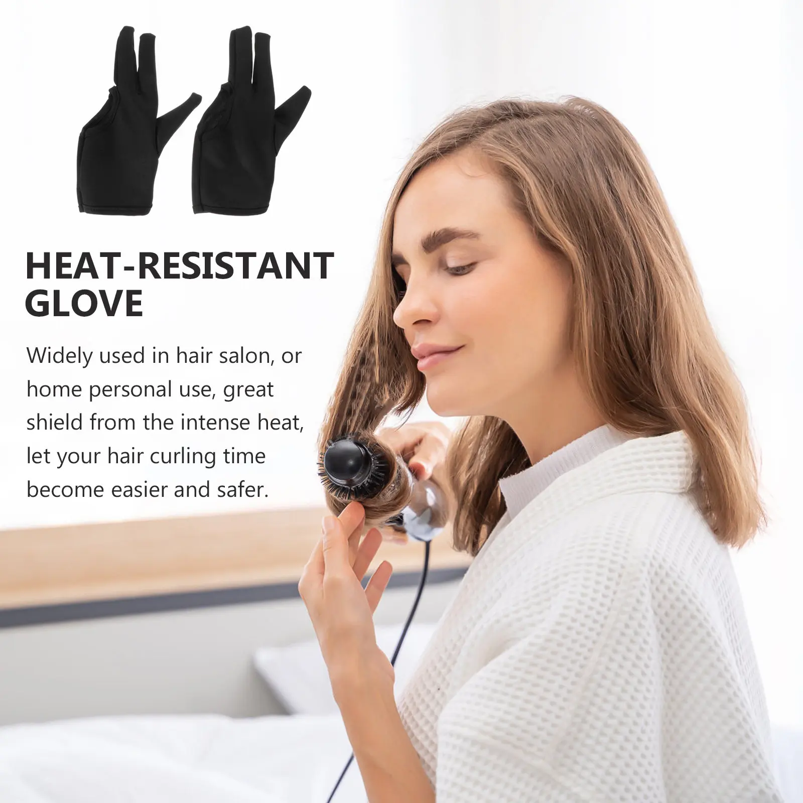 2Pcs Heat Resistant Gloves Hair Perming Finger Protector for Hair Styling Curling Straightening Barber Shop Hand Protection