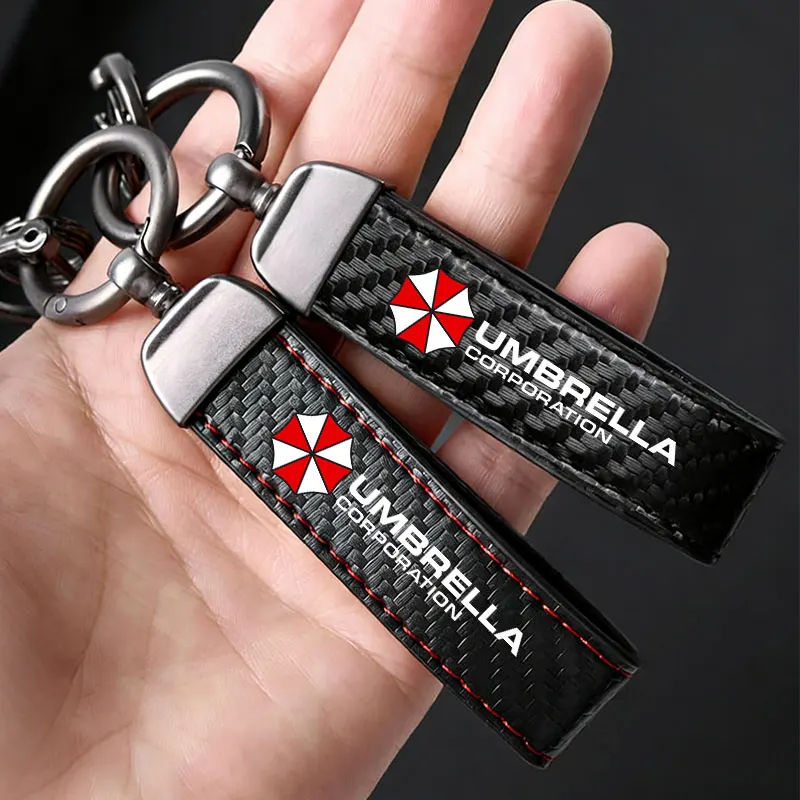 Portachiavi in pelle sintetica effetto fibra di carbonio a tema Umbrella Corpora_1