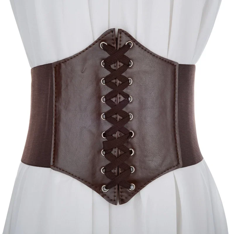 New Style Punk Black Wide Waist Belt Pu Leather Slimming Shapewear Belt Women's Elastic High Waist Belt Women's Waist Cincher