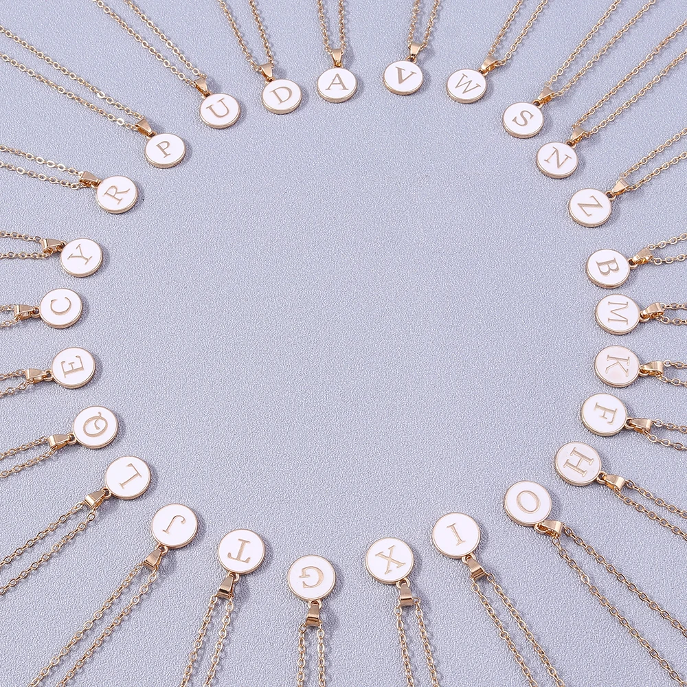 Aihua Minimalistische Initiale Emaille Weiß Schwarz A-Z Buchstaben Halskette für Frauen Alphabet Anhänger Schmuck Geburtstag Geschenke Großhandel – Detail 8