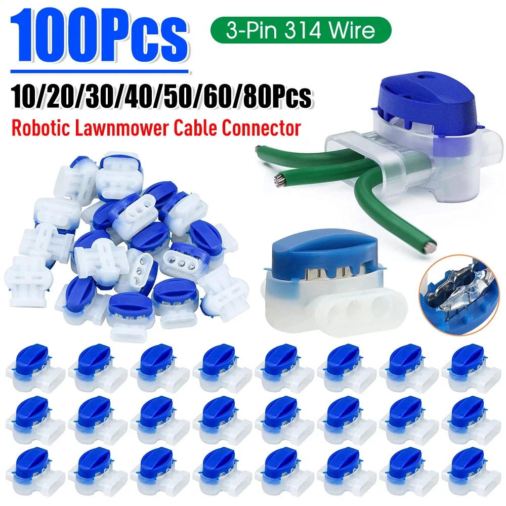 10-100pcs Robotic Lawnmower Cable Connector Waterproof Gel Connector Terminal 3 pin Electrical 314 Wire Connectors Accessories