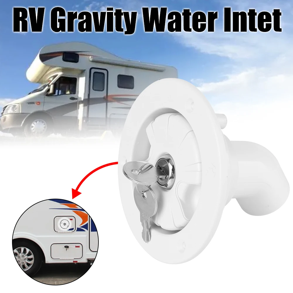 Inlet Filter Lockable Gravity Fresh Water Fill Hatch 80mm RV Accessories For RV Boat Camper Trailer White Caravan Accessories