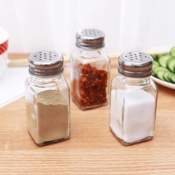 1pc Glass Condiment Bottle Black And White Salt Pepper Shaker Kitchen Condiment Bottle Storage Bottle Seasoning Tools