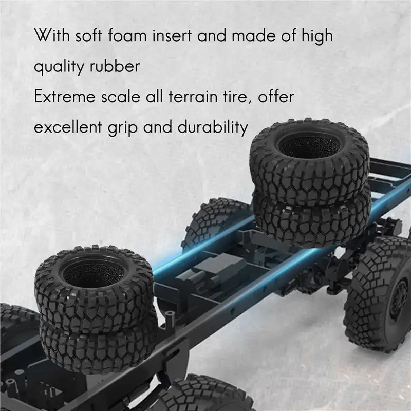 4PCS 48Mm 1.0 Soft Rubber Wheel Tires Tyre For 1/24 RC Crawler Car Axial SCX24 90081 AXI00002 Upgrade Parts