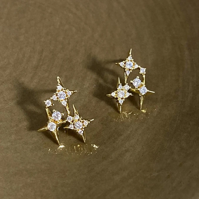 

PONYKISS 925 Sterling Silver Full Zircon Mini Star Stud Earrings for Women Minimalist Cute Fine Jewelry Light Luxury Accessories
