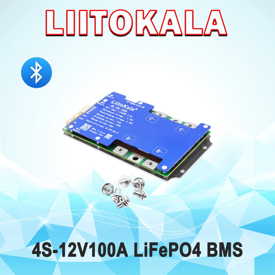 

LiitoKala 4S-12V100A-BMS with Bluetooth 4 series 12V lithium iron phosphate battery protection plate