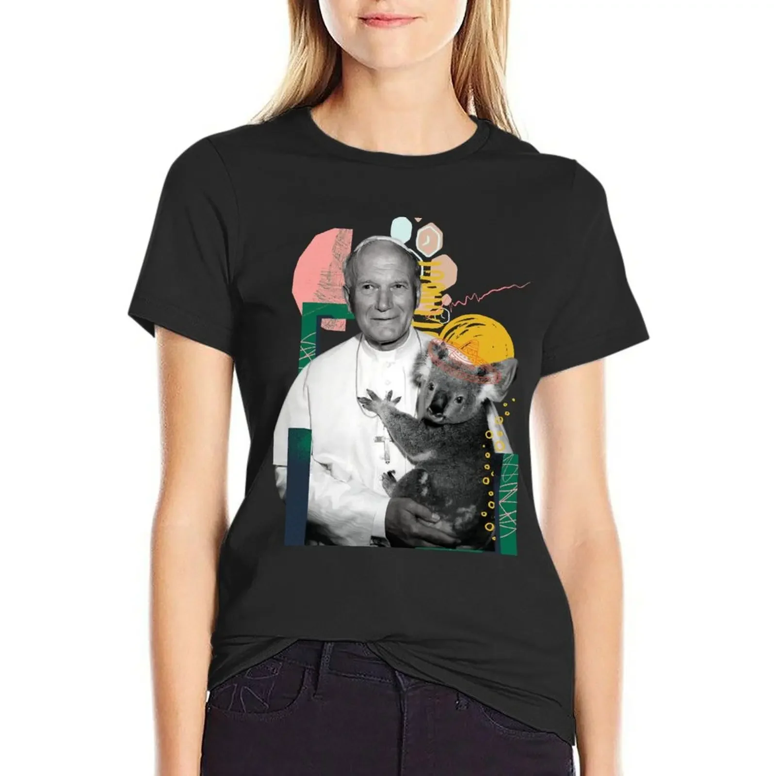 

John Paul II T-Shirt oversized plain heavyweights summer clothes Women's cotton t-shirt
