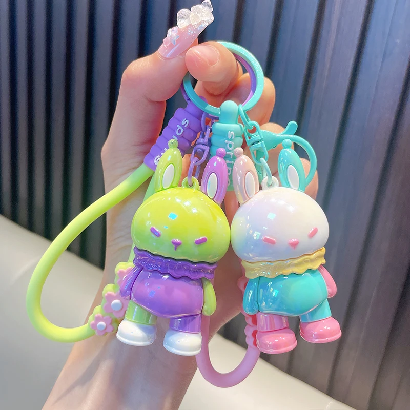 Cartoon Dopamine Rabbit Keychain Pendant Cute Fashion Doll Female Car Key Accessories Luggage Pendant Gift for Children