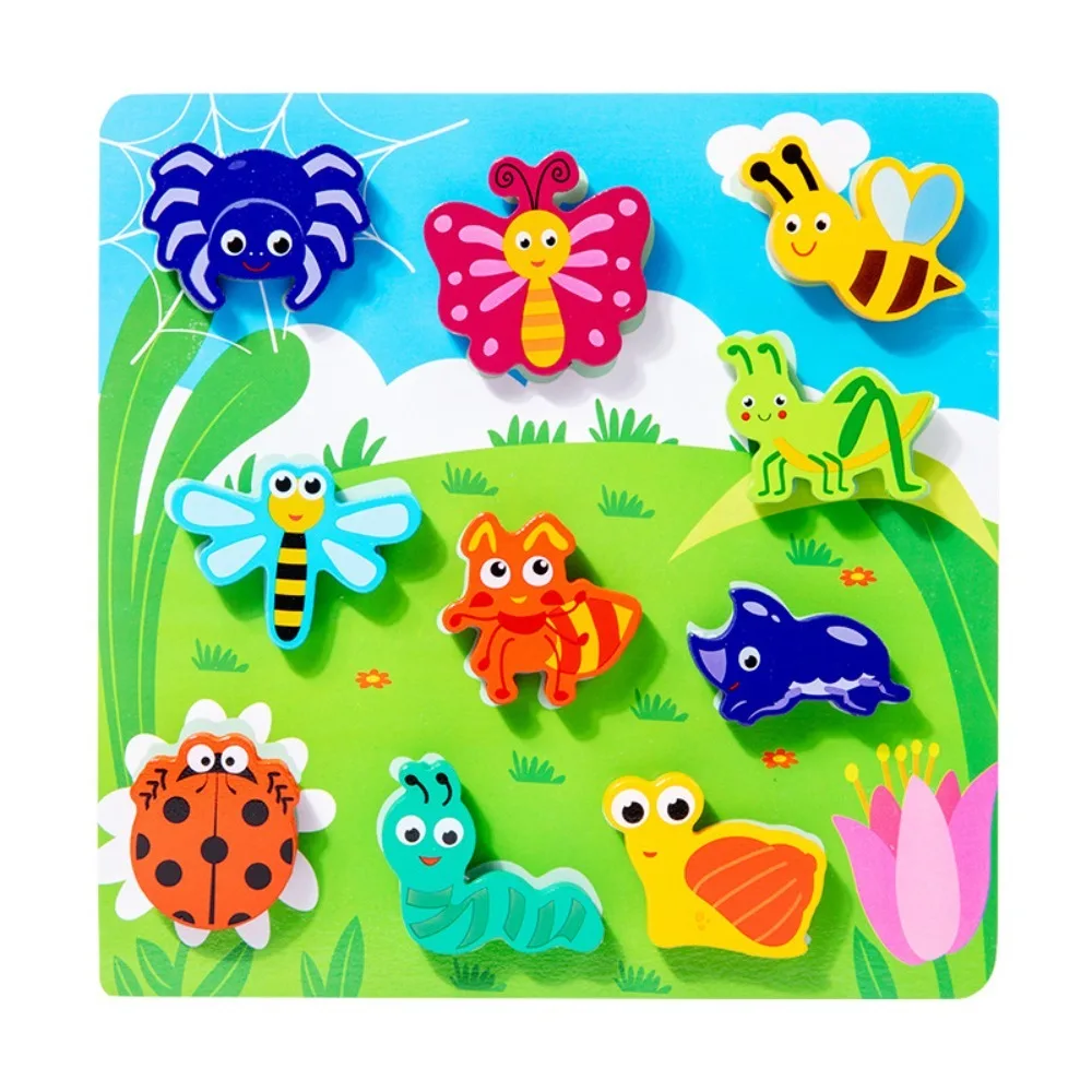 3D Puzzles Children Cognitive Puzzle Toy Jigsaw Shape Matching Puzzle Game Repeatedly Sticker Cartoon Animals